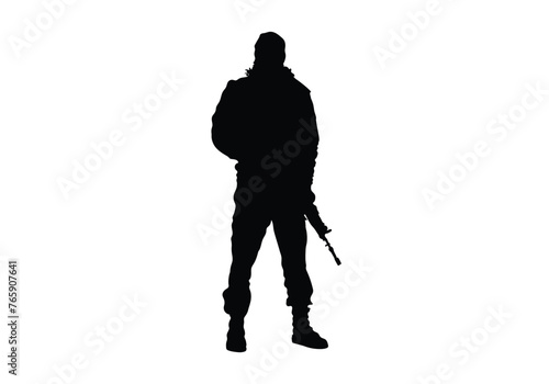 army soldiers with rifle silhouette vector collection