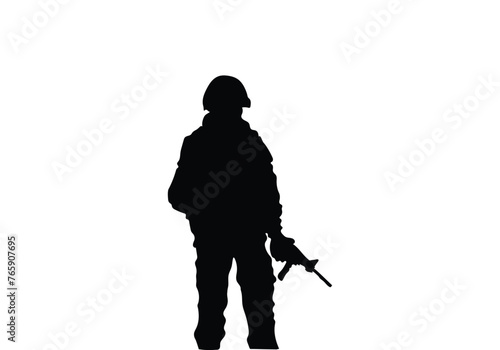 army soldiers with rifle silhouette vector collection