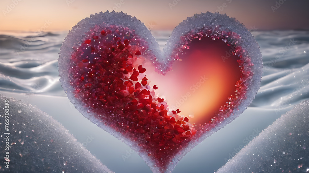 Fototapeta premium Heart shape for Love concept, Valentine's Day concepts. love symbol, concept for Valentine's Day, wedding etc. Heart elements for love concept design. AI generated image