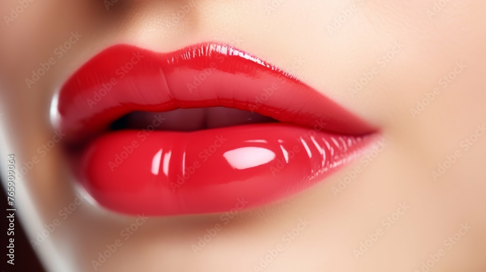 Close-Up of Womans Red Lips Close-Up of Womans Red Lips