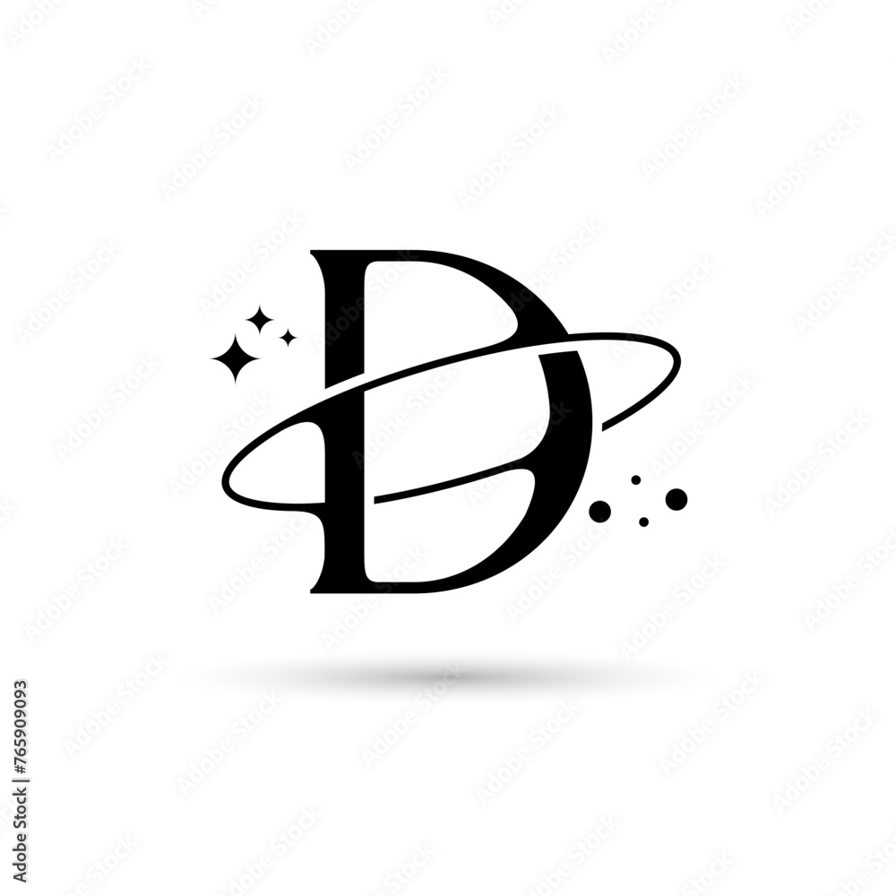 Letter D Vector Logo On Which An Abstract Image Of A Planet Letter D Vector Logo On Which An Abstract Image Of A Planet