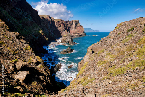 The photo was taken on the PR8 Vereda da Ponta de São Lourenço trail, which is one of the most popular hiking trails in Madeira.