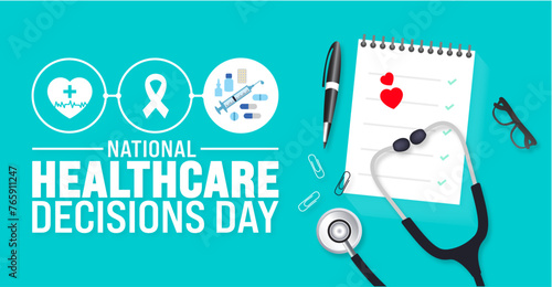 April is National Healthcare Decisions Day background template. Holiday concept. use to background, banner, placard, card, and poster design template with text inscription and standard color. vector
