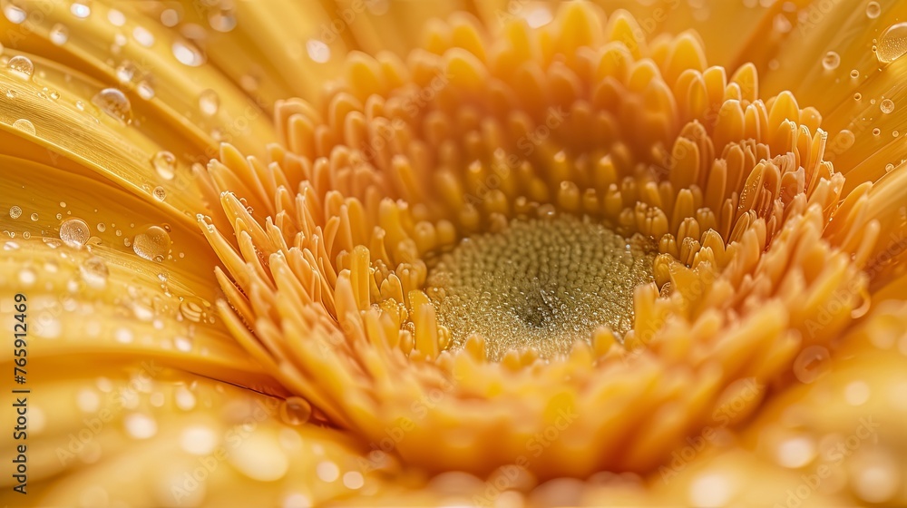 Close-up of a beautiful calendula medicinal flower. Natural plant background. Illustration for cover, card, postcard, interior design, banner, poster, brochure or presentation. - obrazy, fototapety, plakaty 