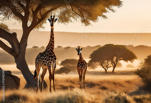 Two giraffes  nature