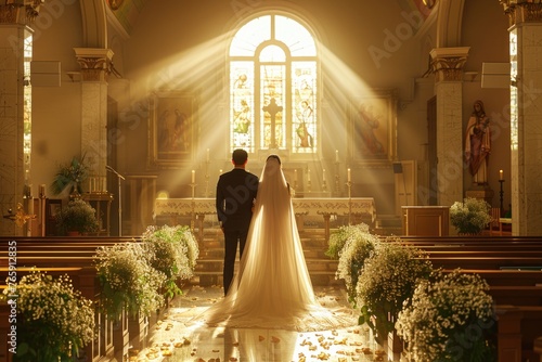 Elegant Wedding Ceremony in a Beautiful Church photo