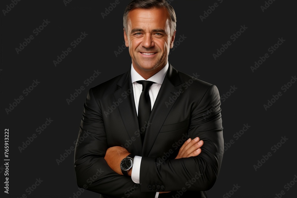 Man in Suit and Tie Standing With Arms Crossed