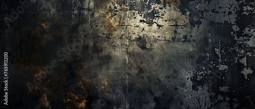 Acid etched and distressed metal surface. scratched flaking grunge aesthetic. Graphic resource background and wallpaper.