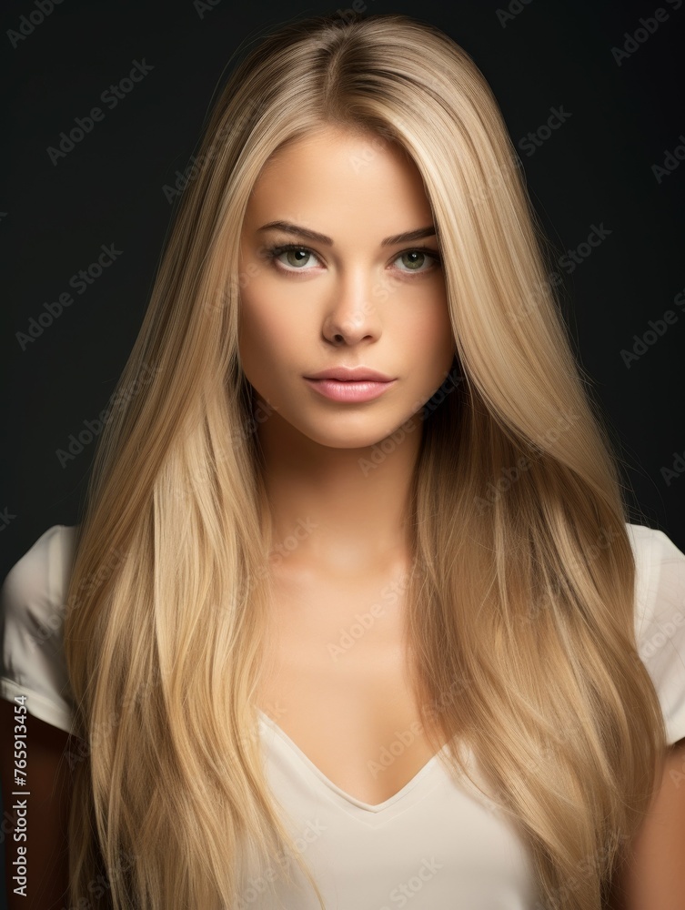 Woman With Long Blonde Hair Posing for Picture Woman With Long Blonde Hair Posing for Picture