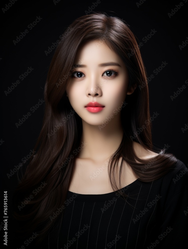 Woman With Long Hair in Black Shirt Woman With Long Hair in Black Shirt