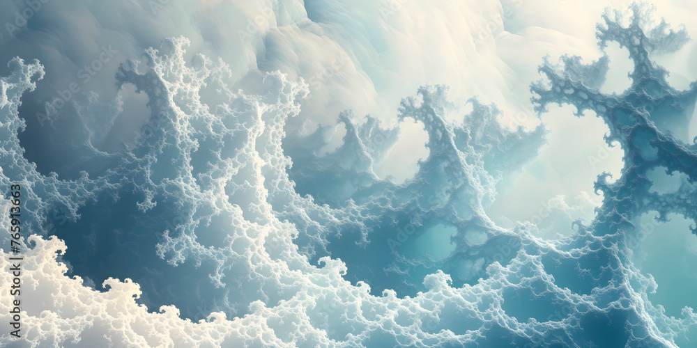 Naklejka premium modern abstract background, made of waves and foam in delicate light blue colors,graphic concept,web design,the basis for a banner,poster