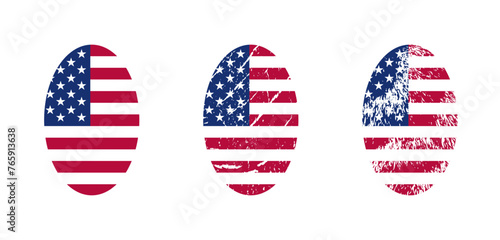 Retro style oval round american flag button vector illustration. Usa freedom flag badge to use in 4th july independence day, memorial day projects.
