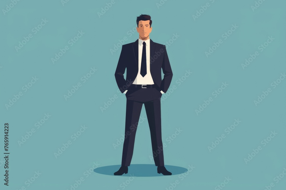 Confident Businessman in Suit Flat Design Illustration Confident Businessman in Suit Flat Design Illustration