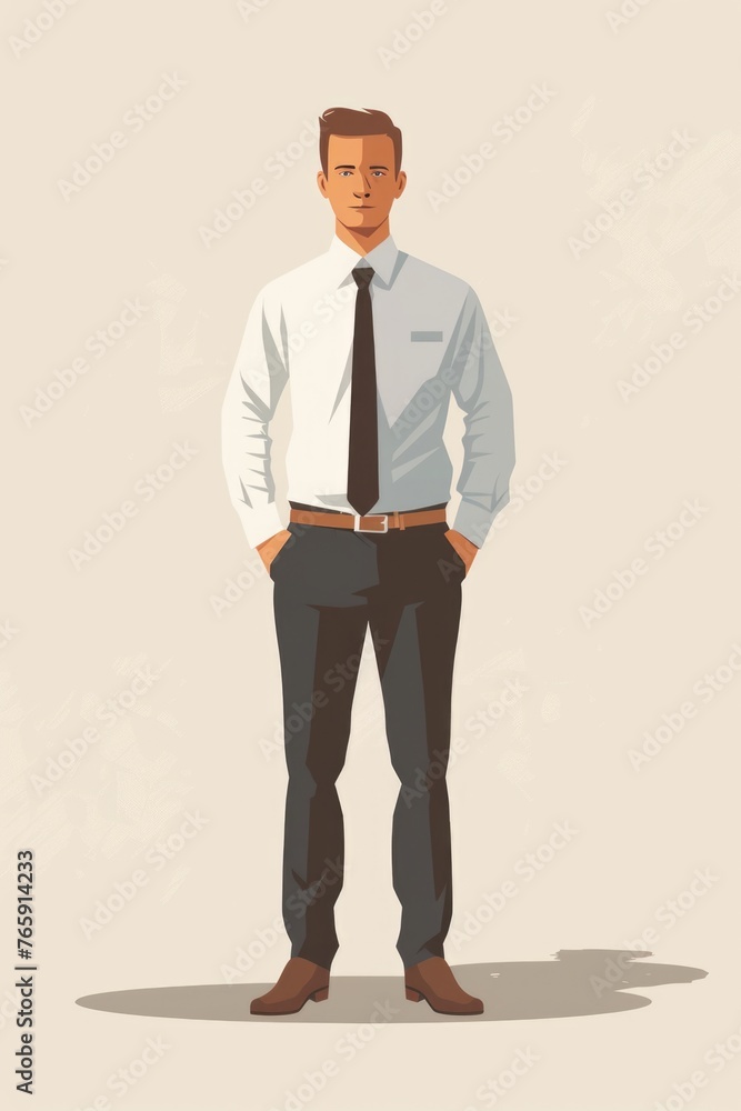 Confident Businessman in Suit Flat Design Illustration Confident Businessman in Suit Flat Design Illustration