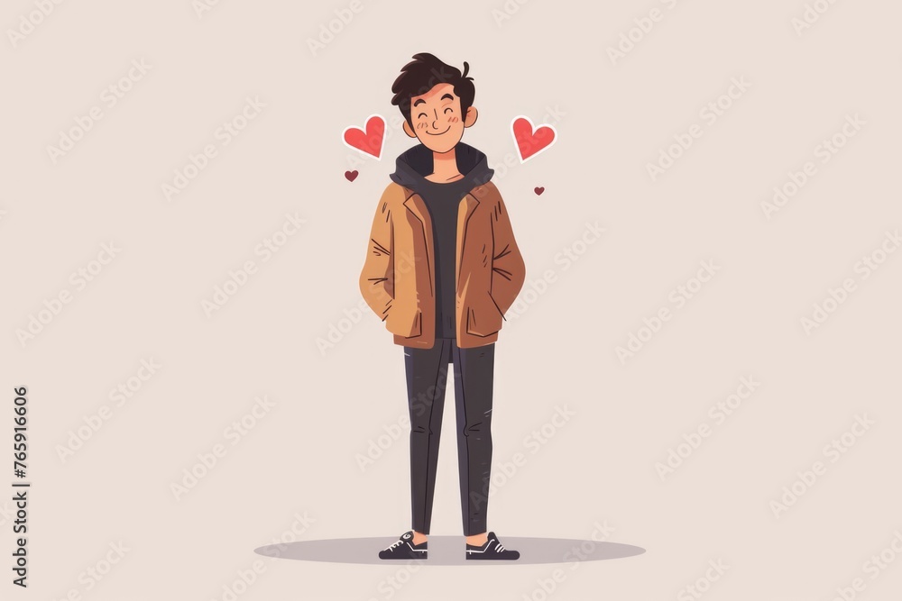 Flat Design Illustration of a Smiling Groom in Elegant Attire Flat Design Illustration of a Smiling Groom in Elegant Attire