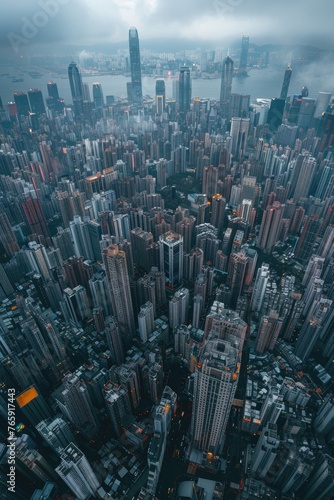 Aerial View of Dense High-Rise Cityscape