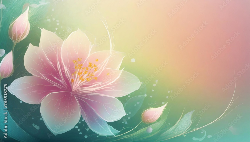 Illustration of a large flower on soft gentle colors of an abstract gradient background. Illustration of a large flower on soft gentle colors of an abstract gradient background.