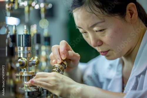 Closeup of Female Worker's Precision on Factory Line