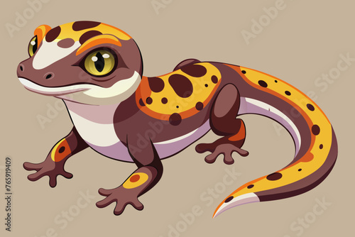 Fattail Gecko  full body    high deta vector illustration 