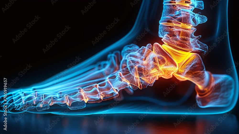 Close-up, X-ray image of torn ankle ligament,generative ai - obrazy, fototapety, plakaty 