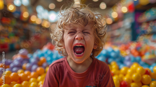 Child amidst toy store tantrum, navigating desires versus limits.generative ai © Krisana