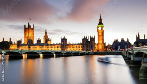 London city skyline with big ben and houses of parliament cityscape in uk