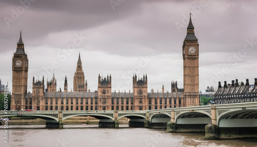 London city skyline with big ben and houses of parliament cityscape in uk photo