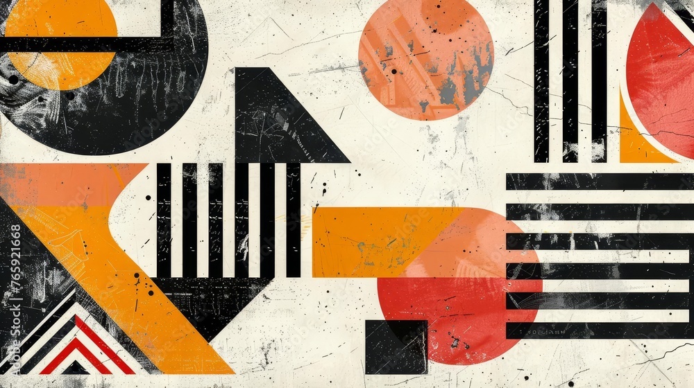 Fototapeta premium Bold Geometric Shapes and Lines, Modern Graphic Design Elements on Textured Background