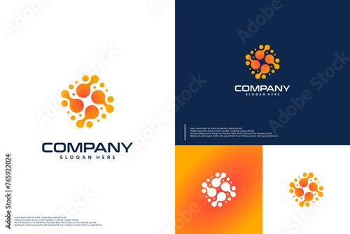 rounded molecule , reaction , logo design vector.