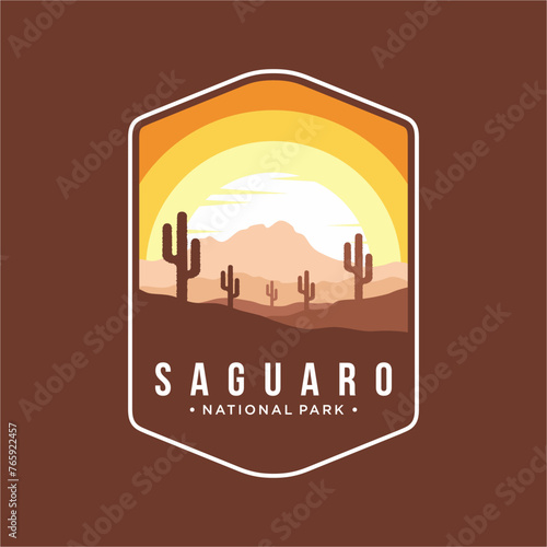 Illustration of saguaro national park emblem logo patch
