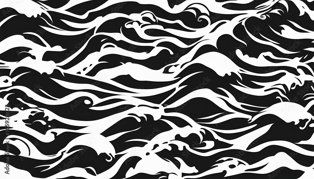 Fototapeta premium Silhouettes of waves.