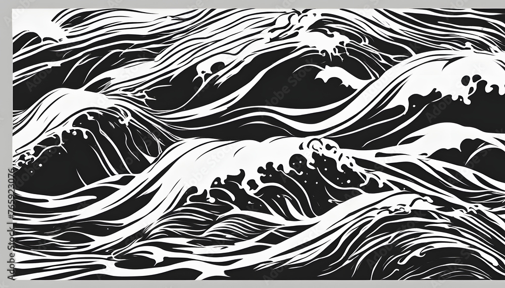 Fototapeta premium Silhouettes of waves.