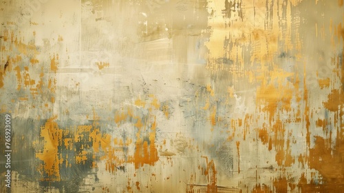 Nostalgic Golden Brushstrokes on Abstract Artistic Background with Retro Texture, Modern Art Oil Painting