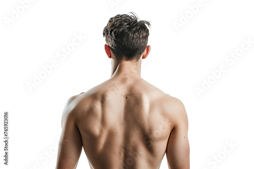 back of a fit person isolated on a white background
