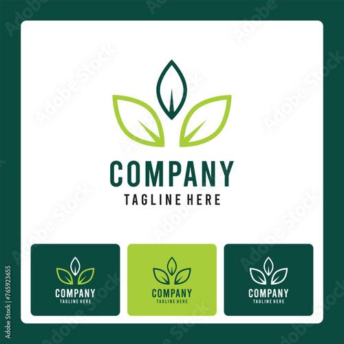 3 leaf Agri company logo with leaf Idea for your company identity - Creative idea design agriculture dark and parrot green