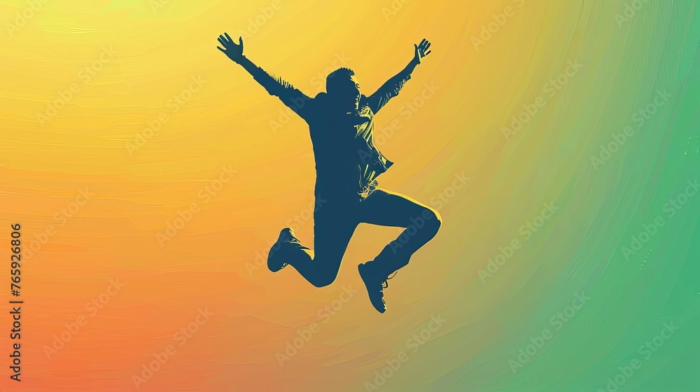 Joyful human figure jumping in the air, happiness and freedom concept illustration Joyful human figure jumping in the air, happiness and freedom concept illustration