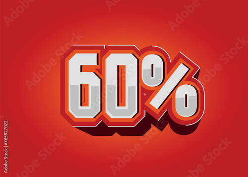 60%, percentage icon in vector, discount and promotion, red and orange.