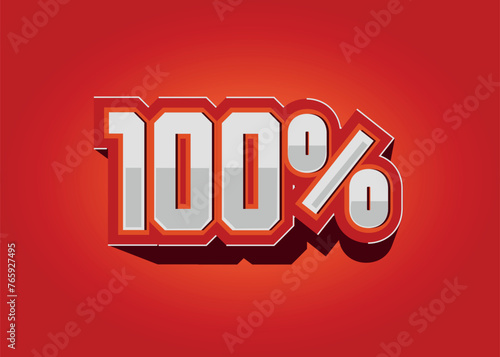 100%, percentage icon in vector, discount and promotion, red and orange.