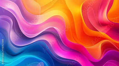 Vibrant abstract dynamic flow background, colorful fluid shapes and wavy lines, modern design