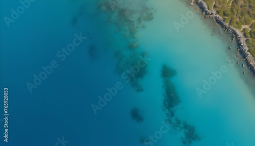 Aerial view of blue and turquoise sea surface © Mian