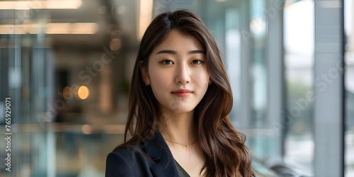A young Asian female manager in a modern office setting showcasing diversity and leadership in the workplace. Concept Leadership, Diversity, Modern Office, Asian Female, Professionalism
