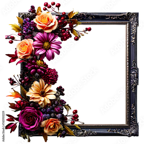 Bouquet frame decoration planted, floral roses image	
