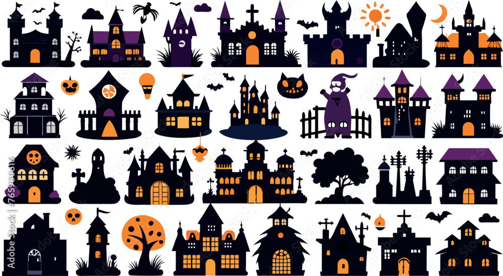 silhouette haunted home set