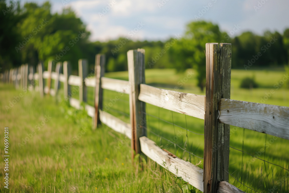 Wooden fence along country pasture