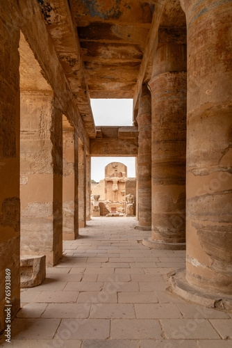 Columns and Carvings in the Temple of Amun-Re, Karnak Temple Complex, Luxor, Egypt