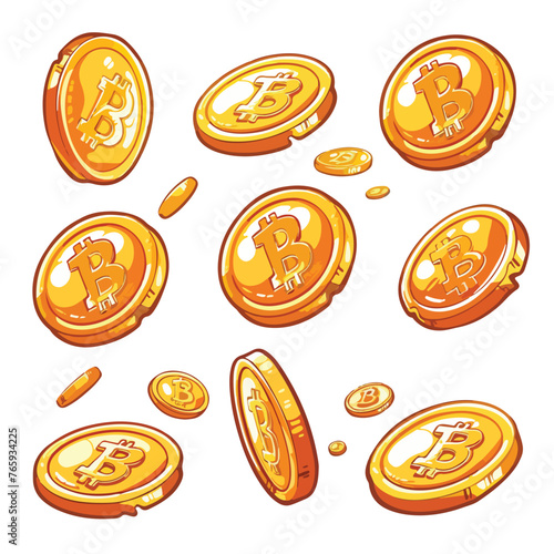 Vector illustration of golden coins isolated on whi
