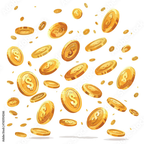 Vector illustration of golden coins isolated on whi