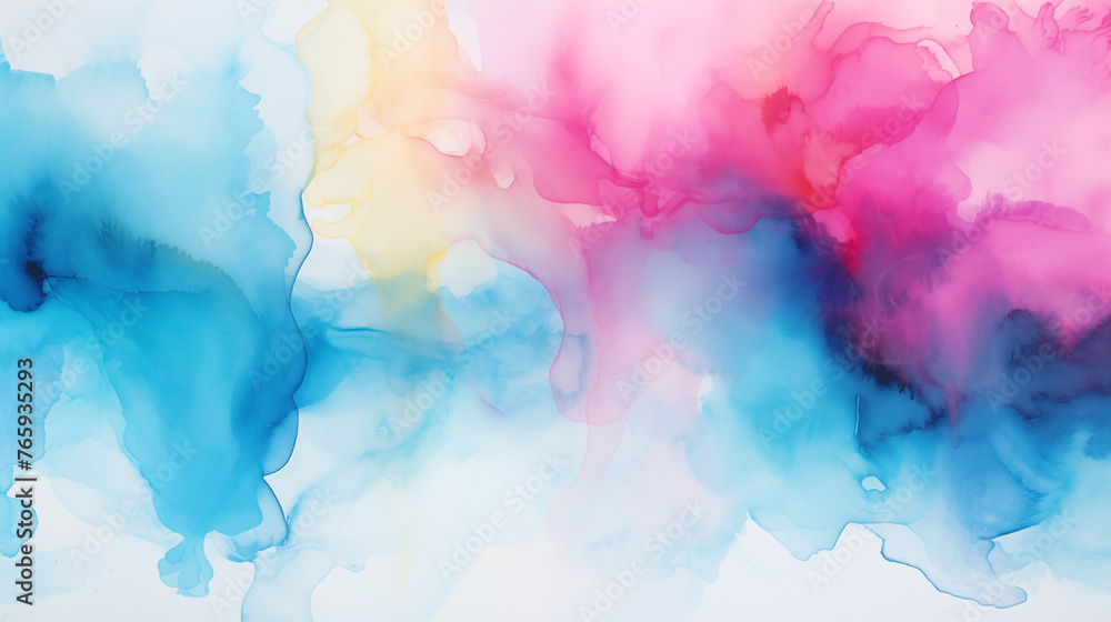 Vibrant watercolor background with splashes of pink and blue