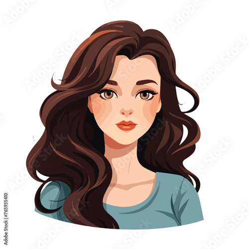 Vector illustration portrait of a cute young girl 