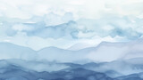 Watercolor background depicting a serene abstract mountain landscape
